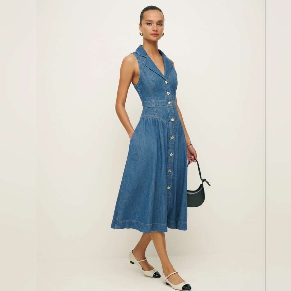NWT Reformation Ellison Denim Dress Size 2